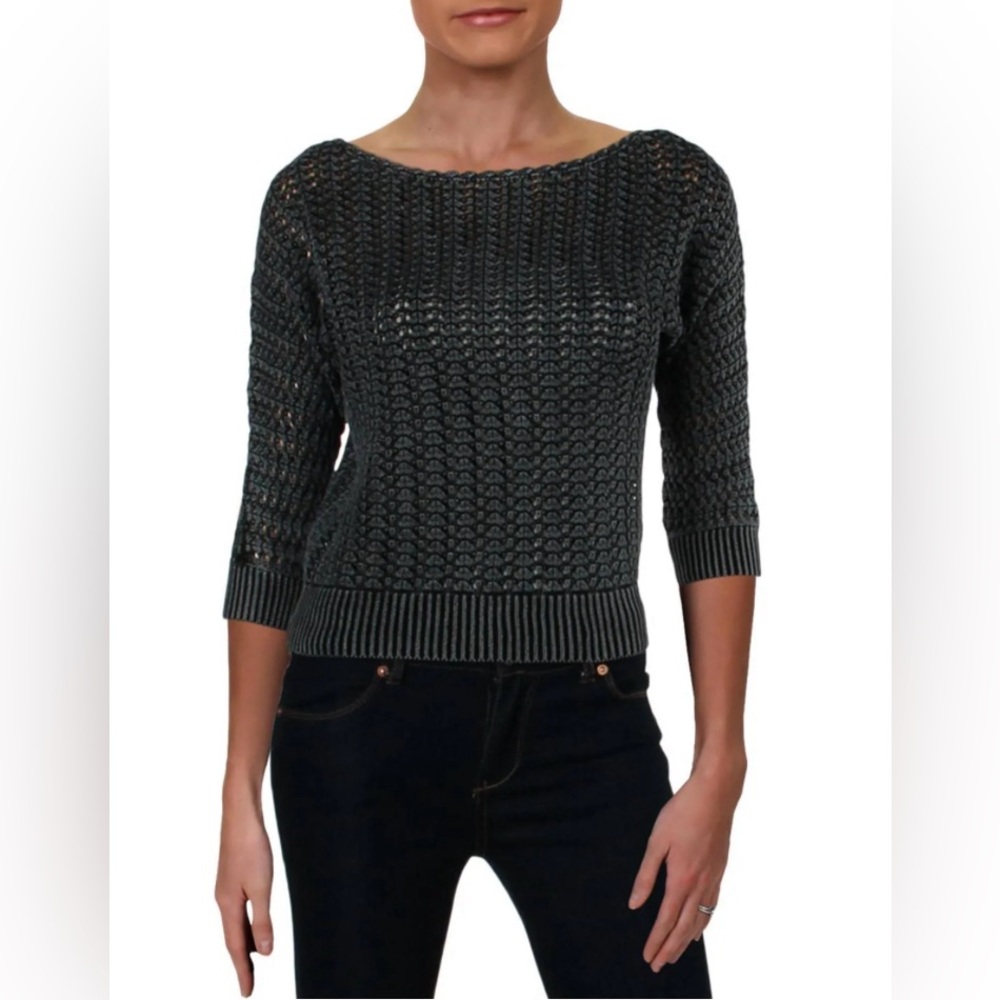 Free People Boomerang Cotton Boat-Neck Sweater Grey